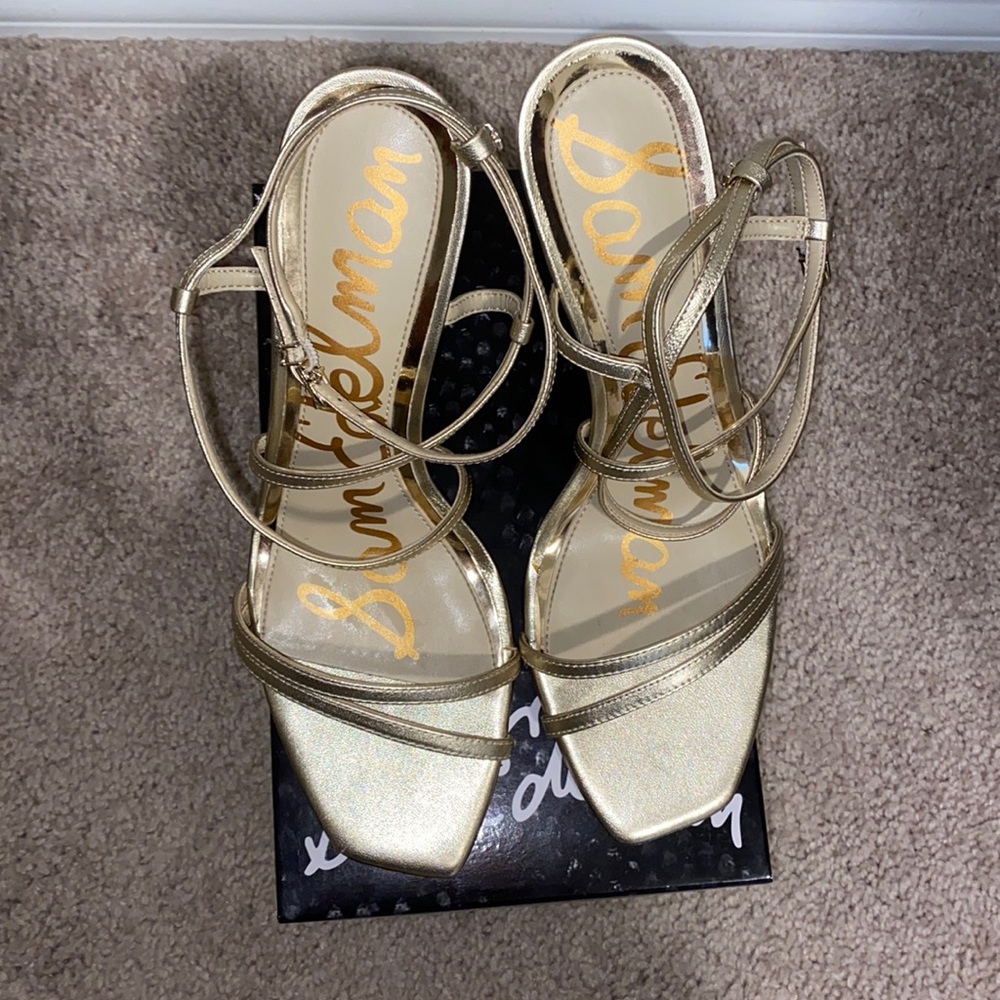 Sam Edelman Leeanne Gold Leather Heels ✨🪩